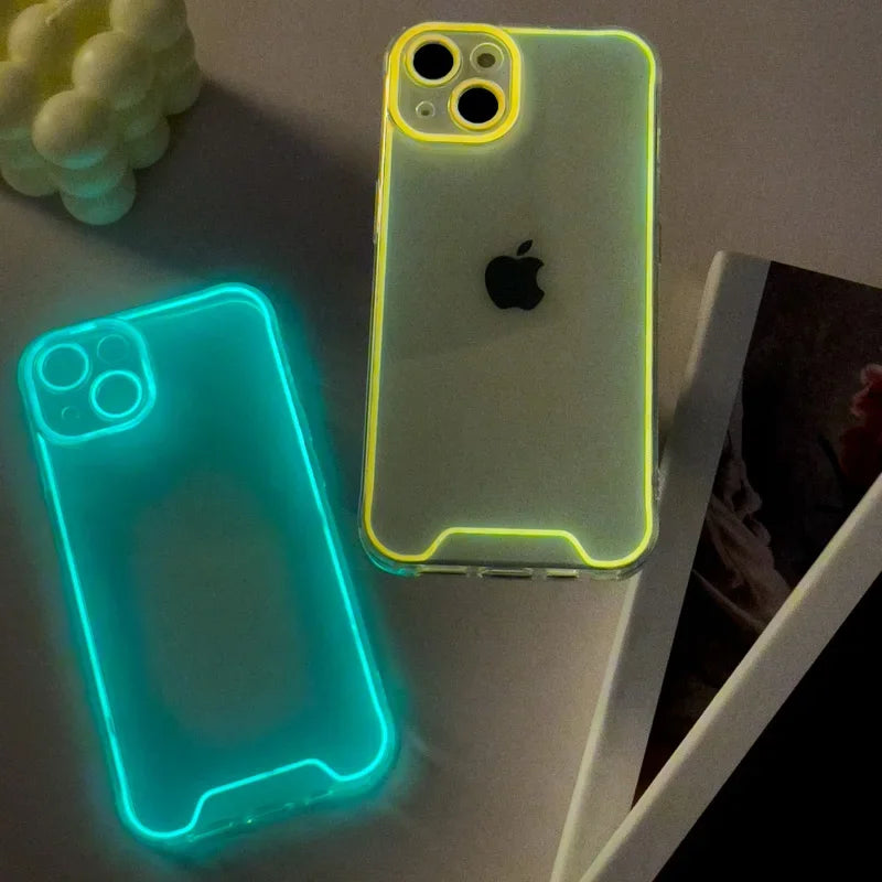 Luxury Night Light Luminous Clear Phone Case for iPhone 15 Plus 11 12 13 14 Pro Max 15 Pro Max Soft Silicone Back Cover Shell