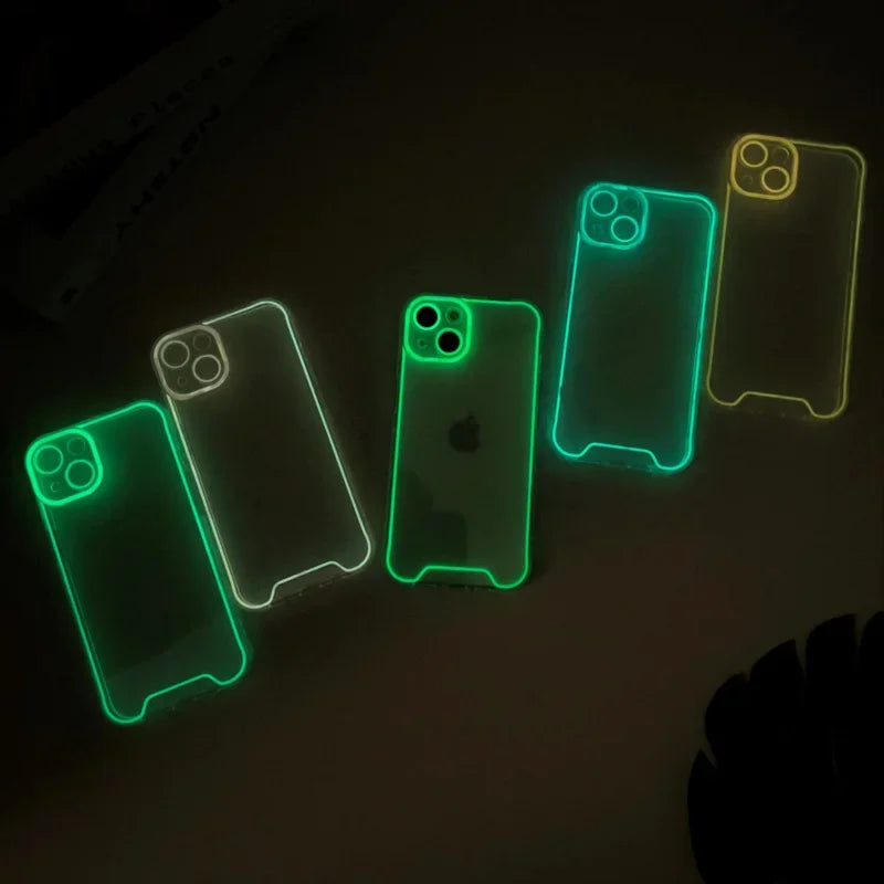 Luxury Night Light Luminous Clear Phone Case for iPhone 15 Plus 11 12 13 14 Pro Max 15 Pro Max Soft Silicone Back Cover Shell